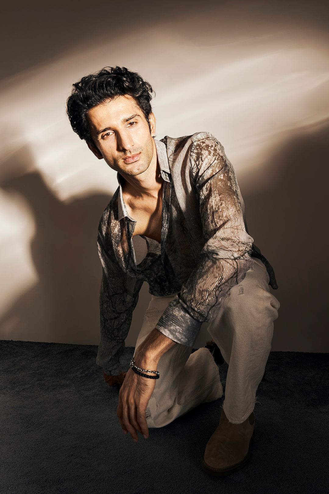 Sidhant Gupta in our Forest Printed Lurex Shirt from Matrix Collection