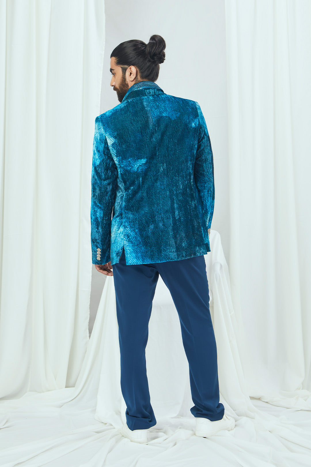 Velvet Printed Double Brested Blazer