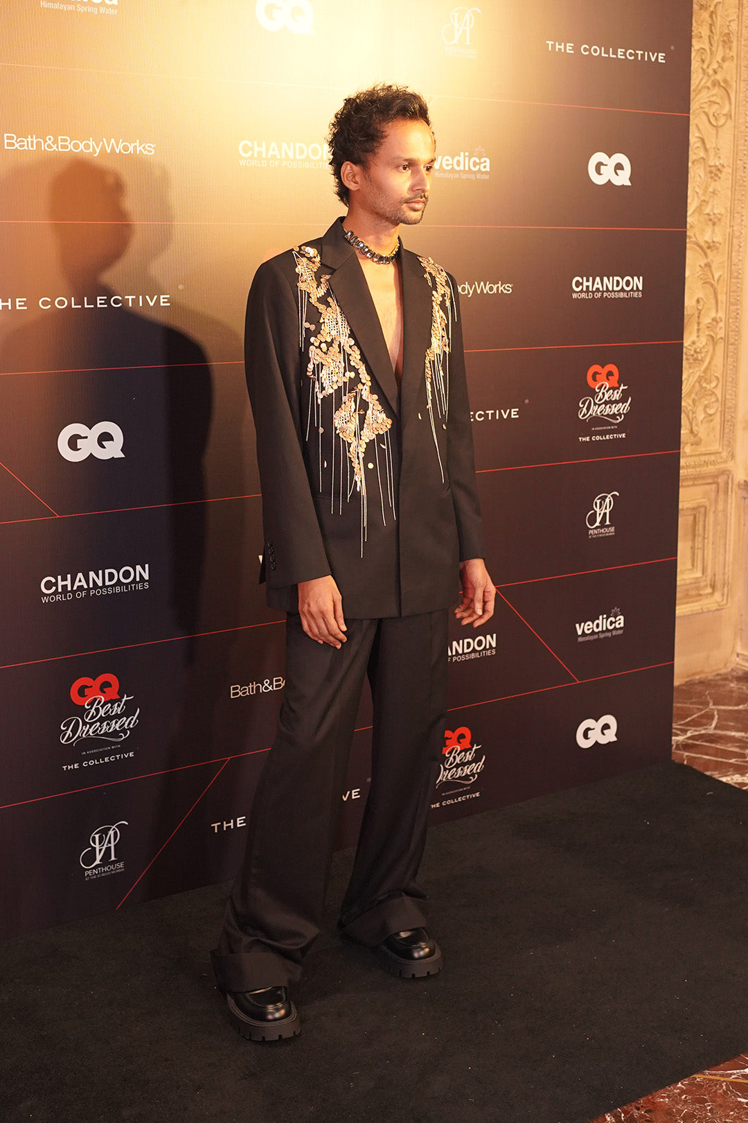 Sanjay Kumar Dauhaliya in our Carbon Hand Embriodered Blazer Carbon Flared Pants from Matrix Collection