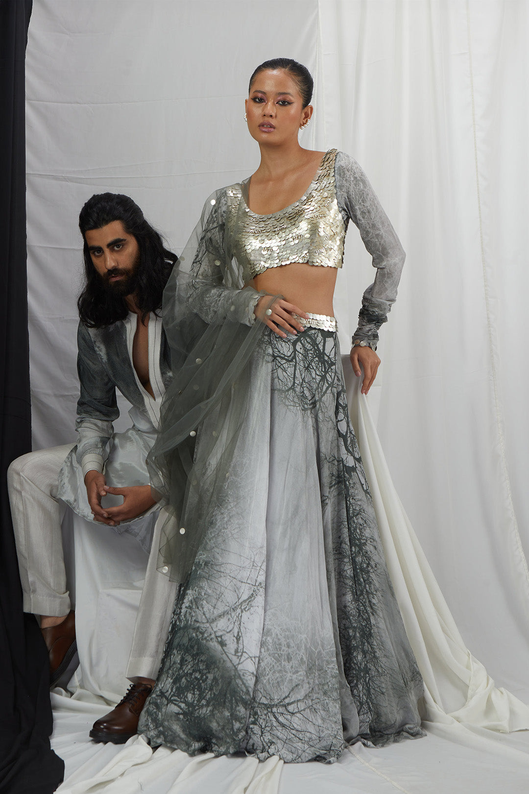 Embriodered Printed Lehenga Set with Dupatta