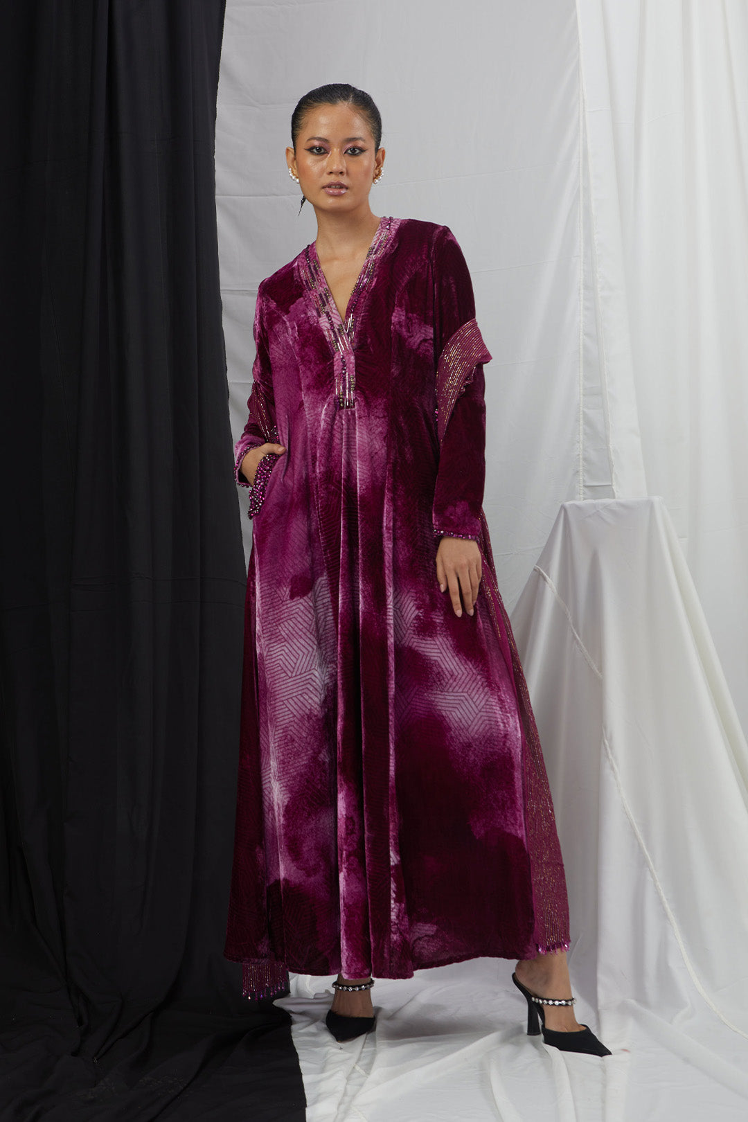 Embroidered Anarkali with Pants