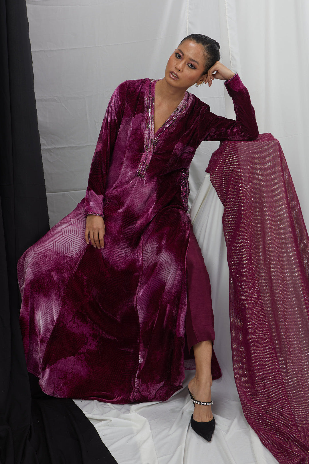 Embroidered Anarkali with Pants