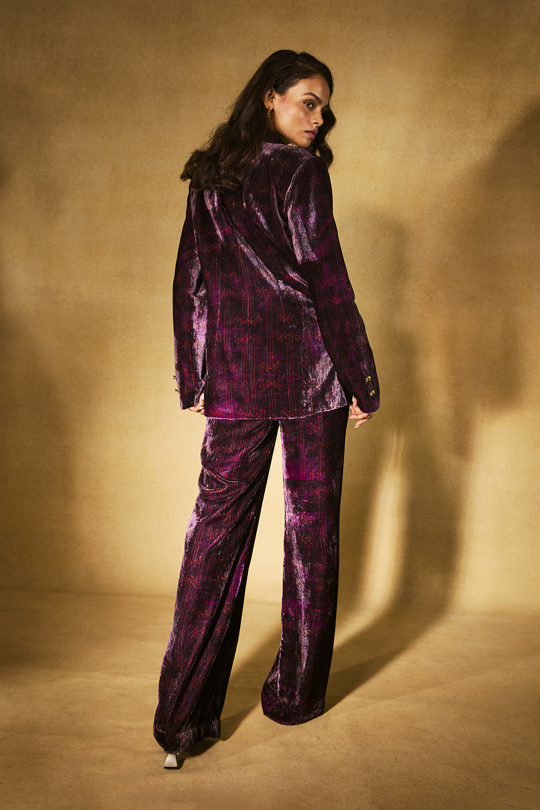 Plum Monogram Velvet Set