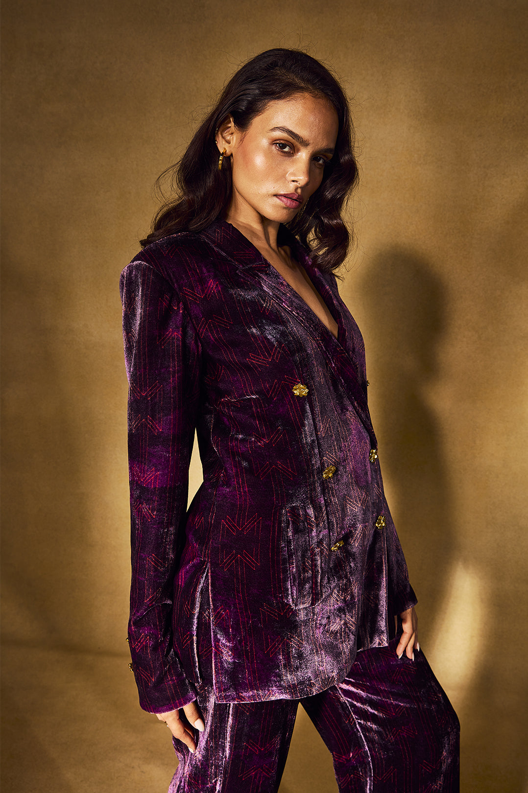 Plum Monogram Velvet Set