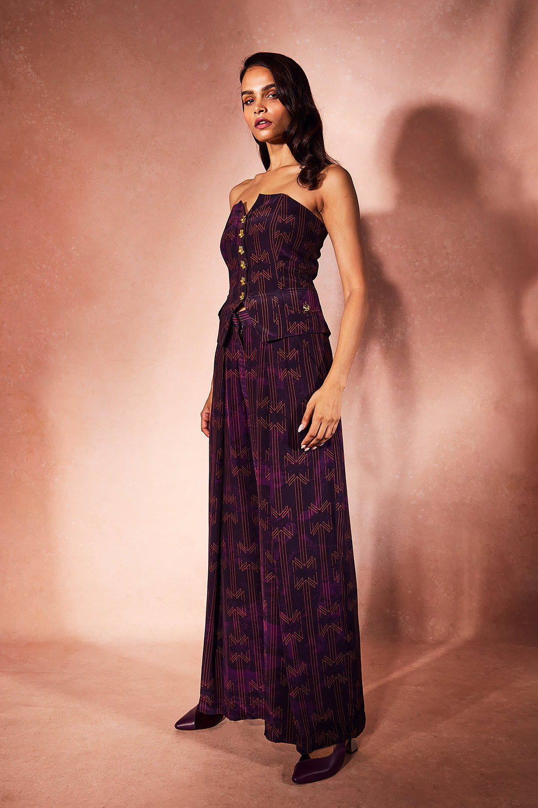 Plum Monogram Corset Set