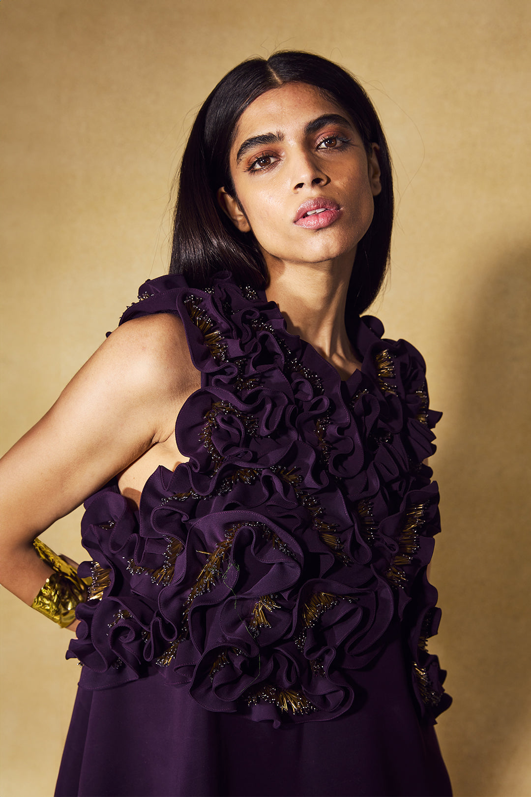 Plum Ruffle Shift Dress