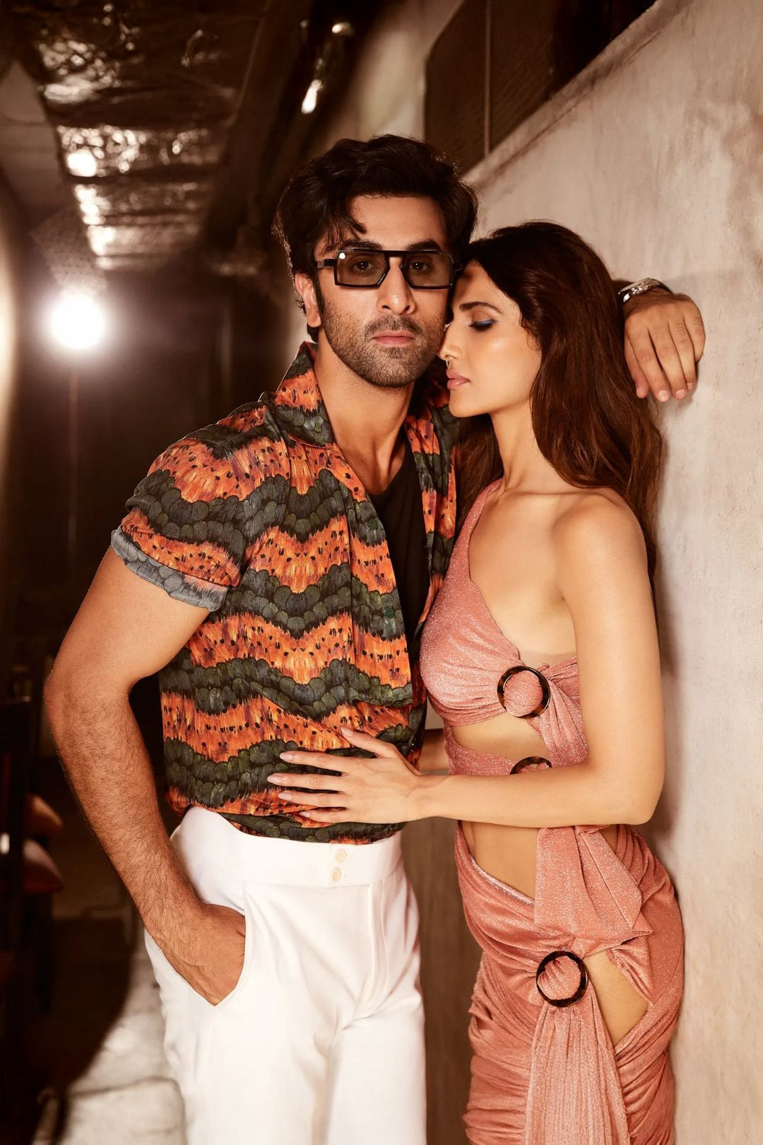 Ranbir Kapoor In Nirmooha's Olive Green & Burnt Orange Feather Printed Shirt From Our Caged Kalidoscope Collection
