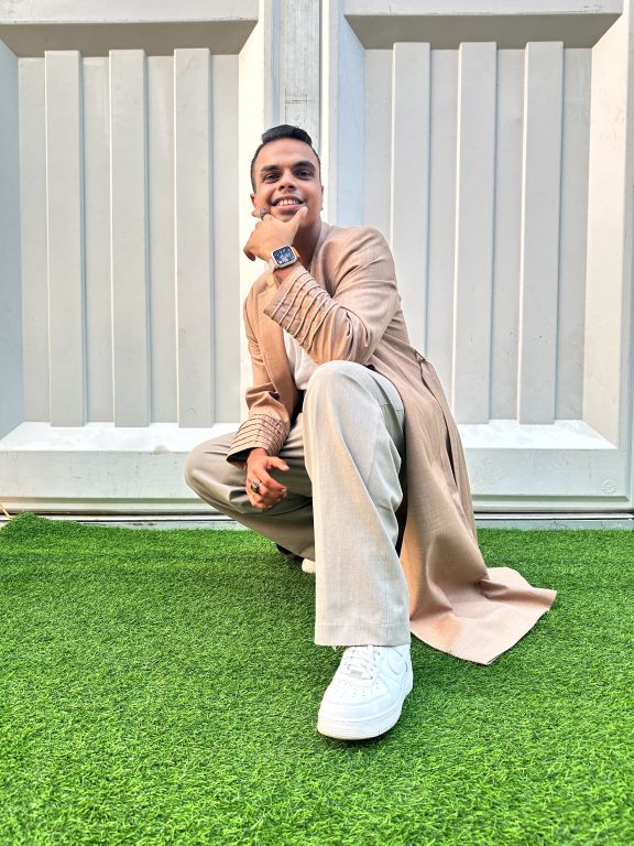 Shravan in Beige Trench with Cording detailing and Belt from Ancienne Collection