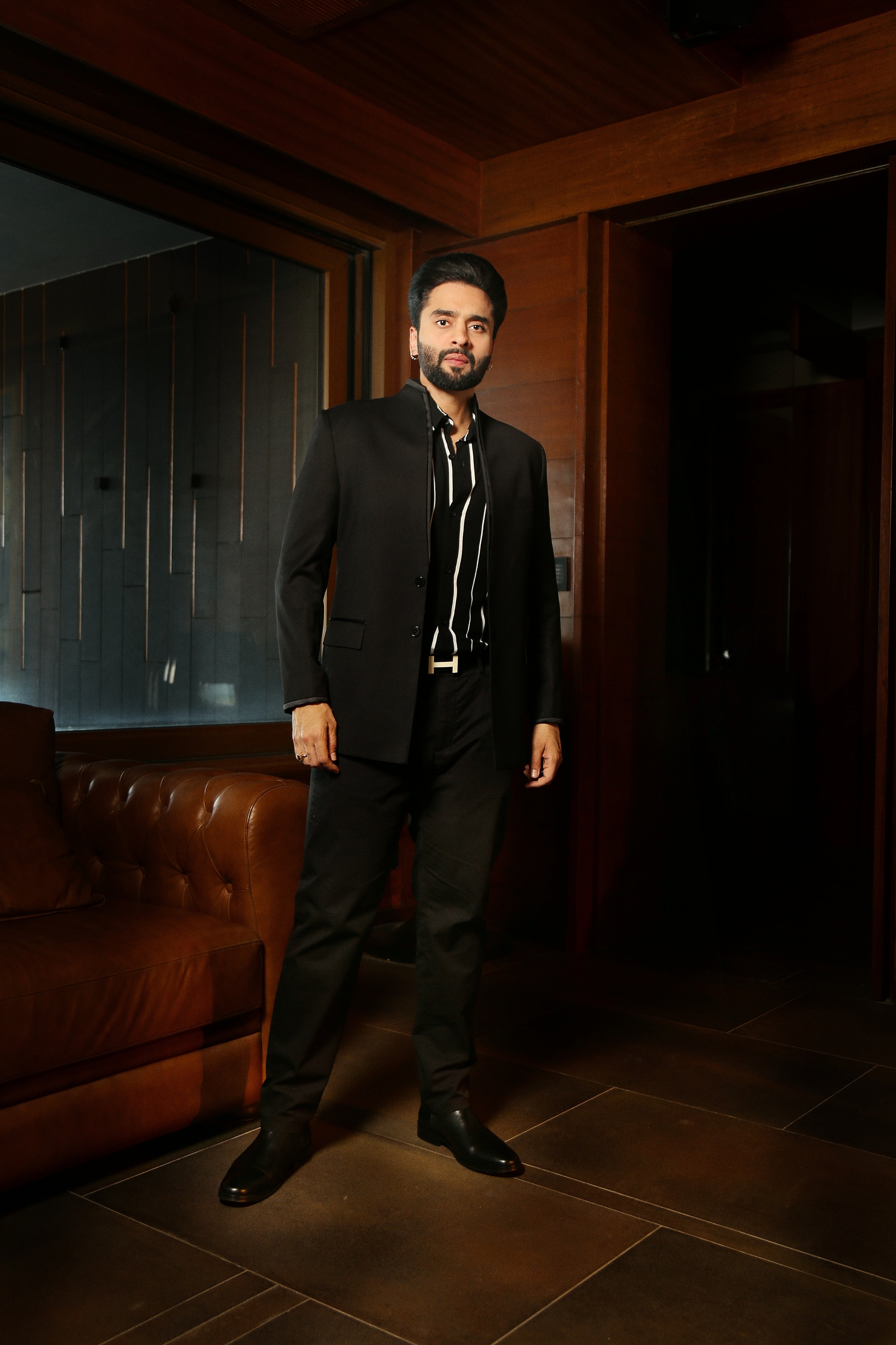 Jackky Bagnani in our Carbon Close-Neck Jacket Set from Matrix