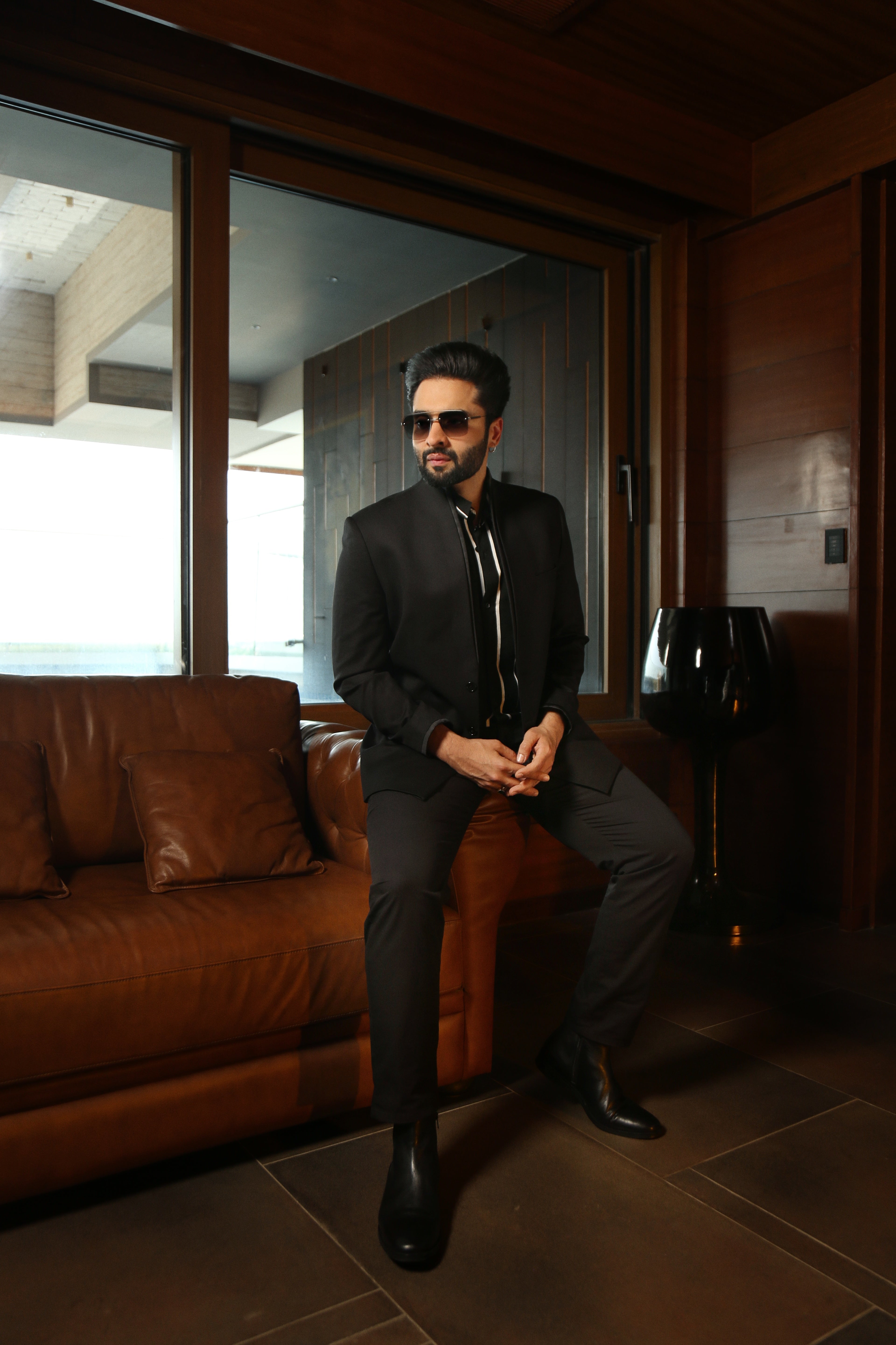 Jackky Bagnani in our Carbon Close-Neck Jacket Set from Matrix