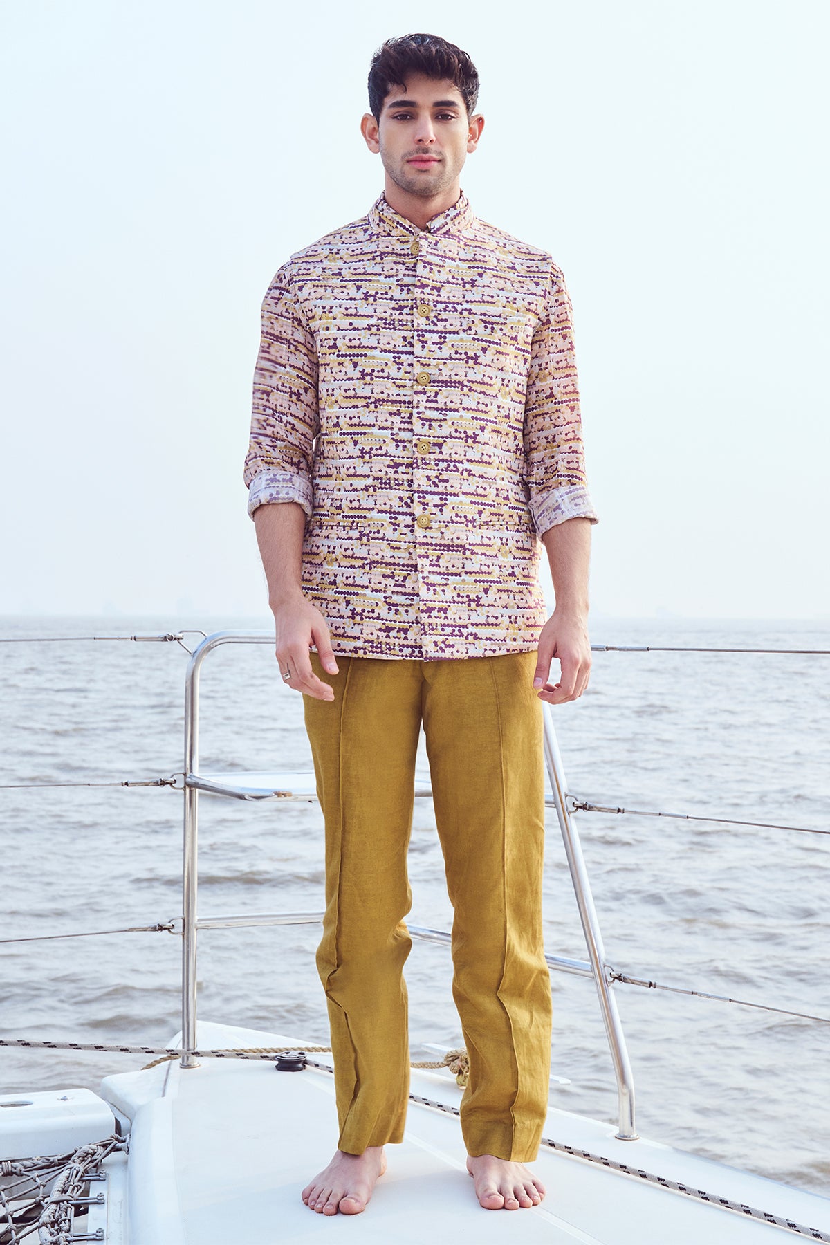 Sequin Printed Bandi with Sequin Printed Shirt & Straight Pants