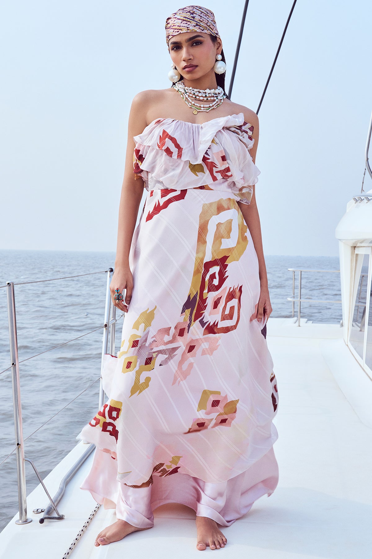 Patola Printed Off Shoulder Maxi Dress