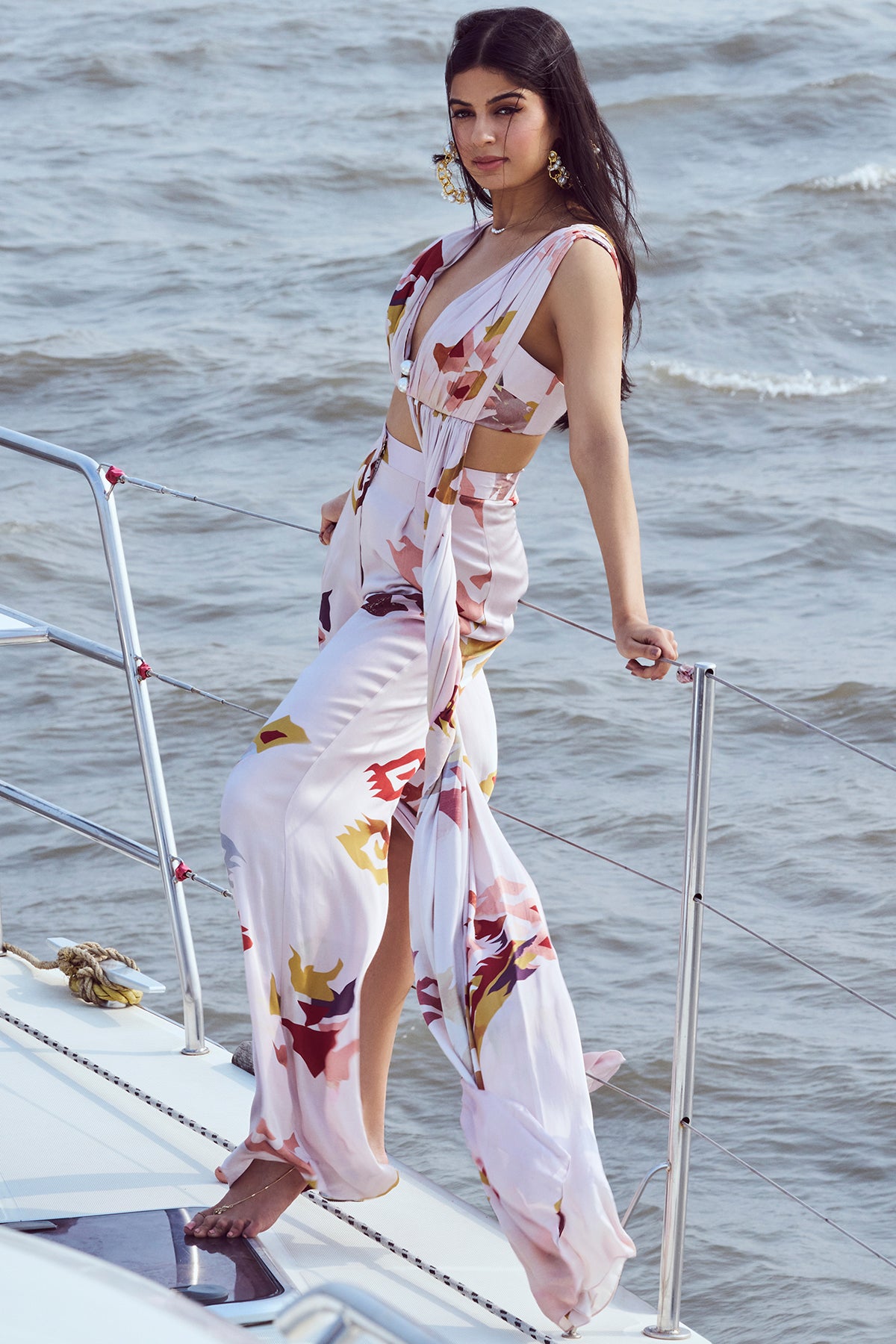 Patola Printed High Waist and Side Slit Pants