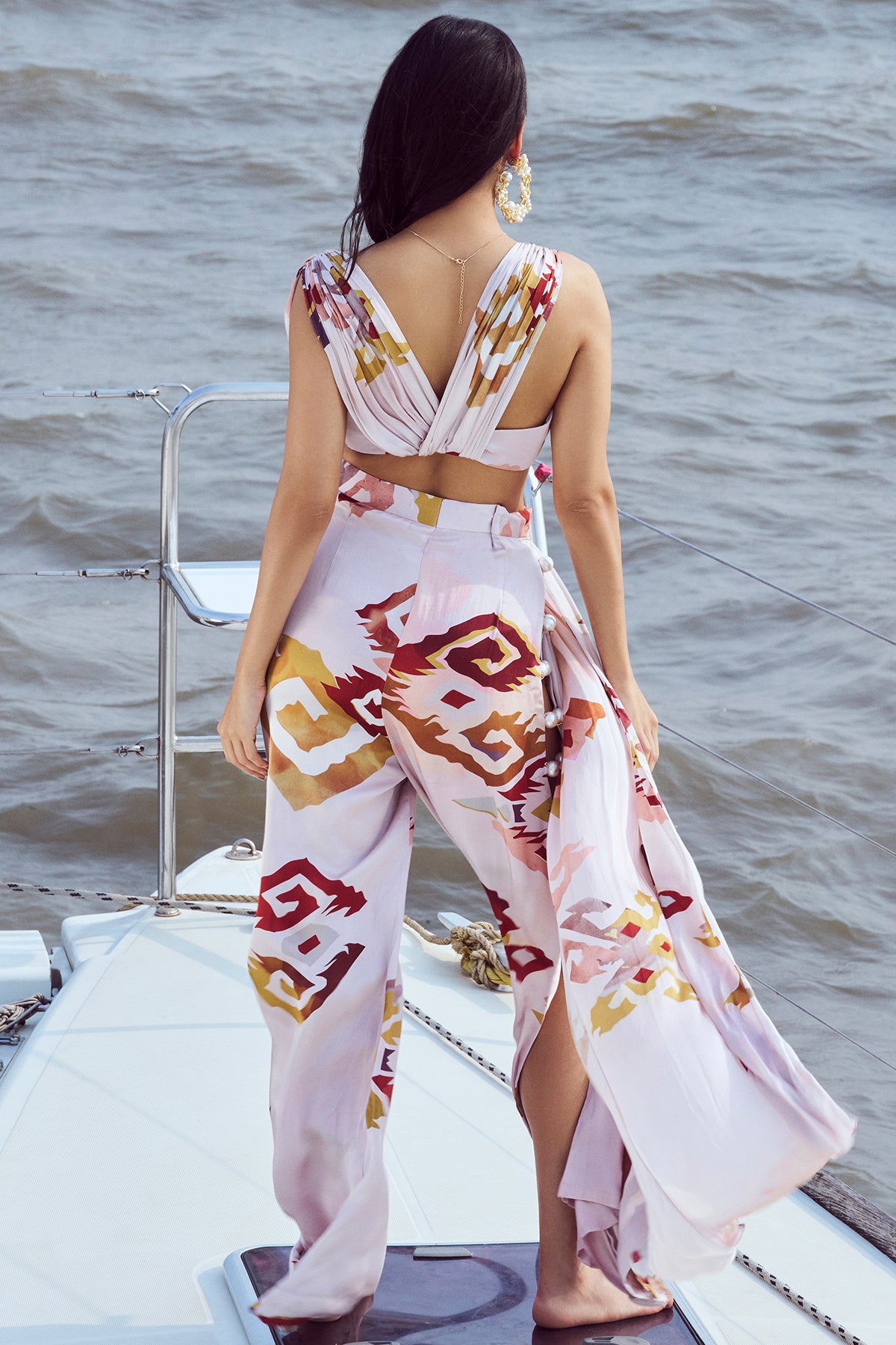 Patola Printed High Waist and Side Slit Pants