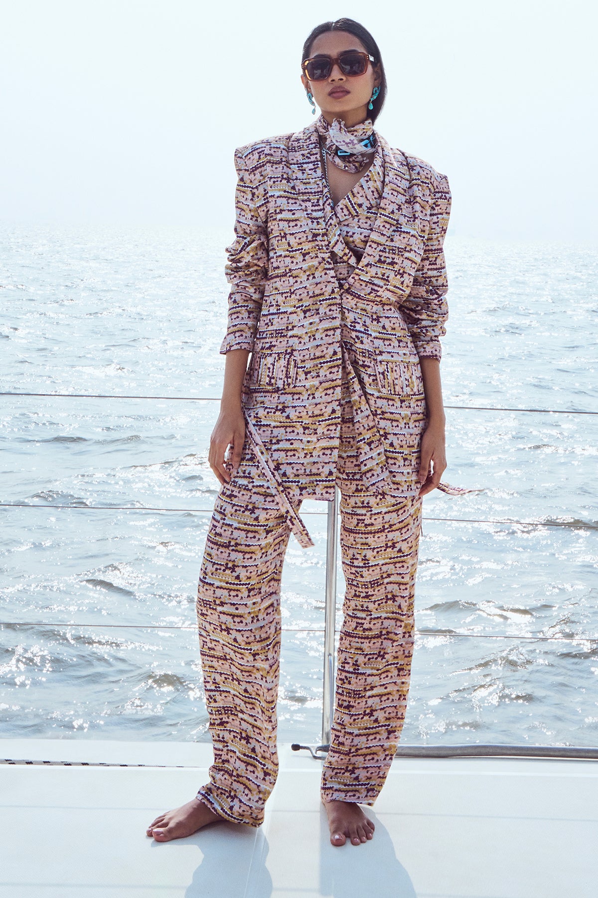 Sequin Printed Blazer Set