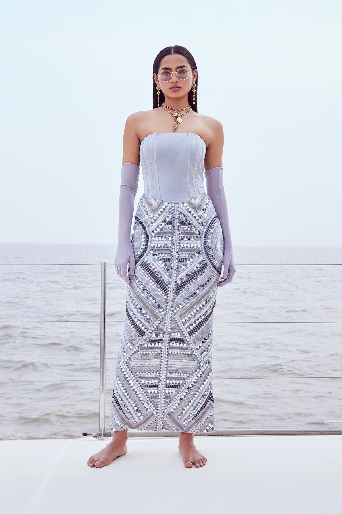 Hand Embriodered Gown with Gloves