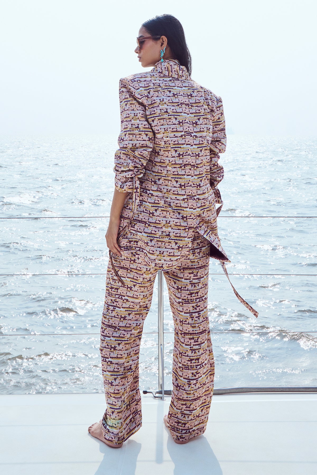 Sequin Printed Blazer Set