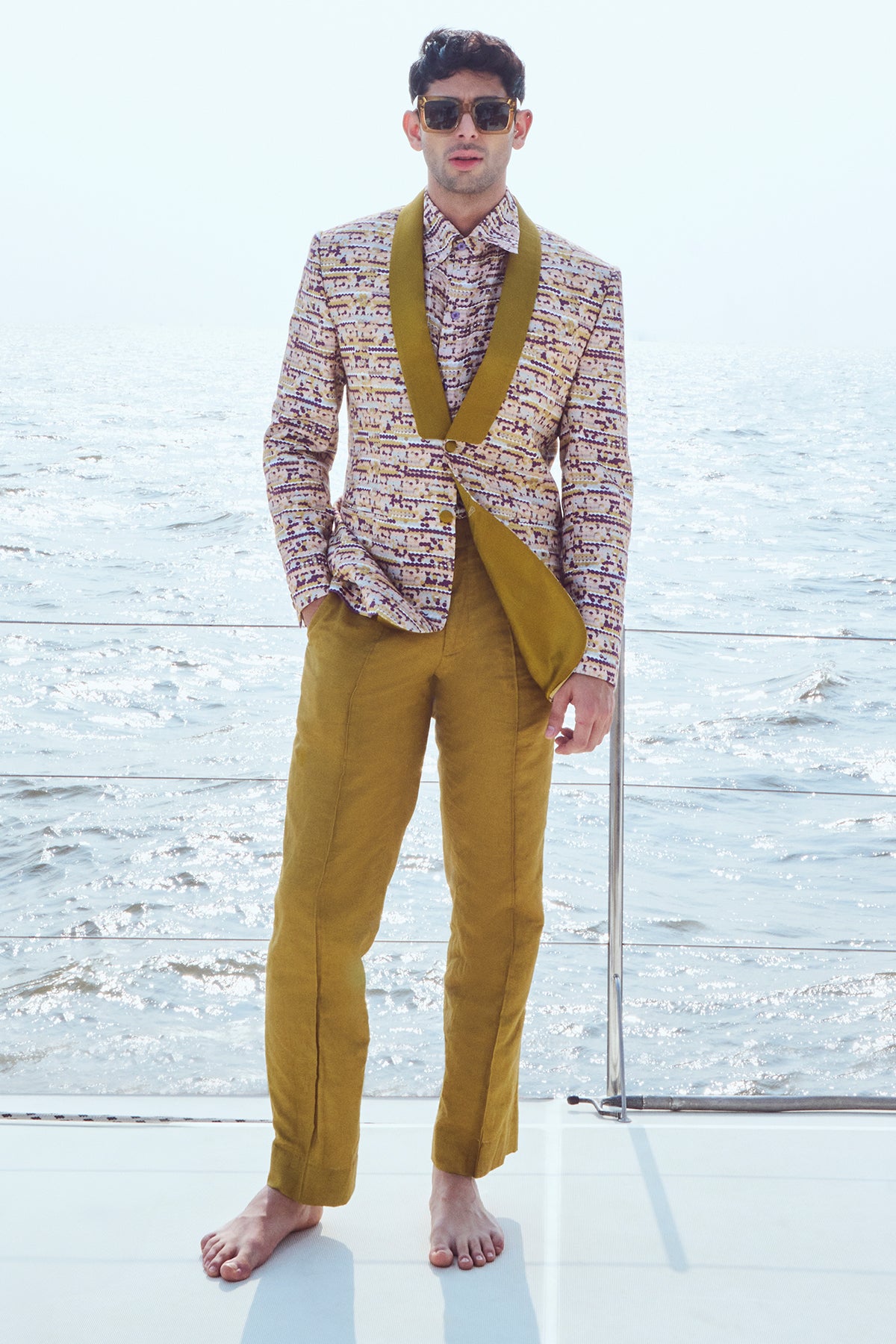 Sequin Printed Blazer and Pants Set