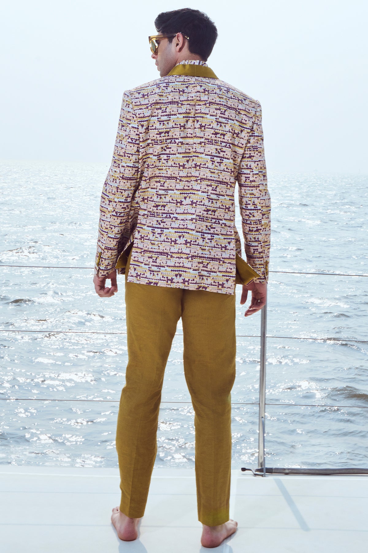 Sequin Printed Blazer and Pants Set