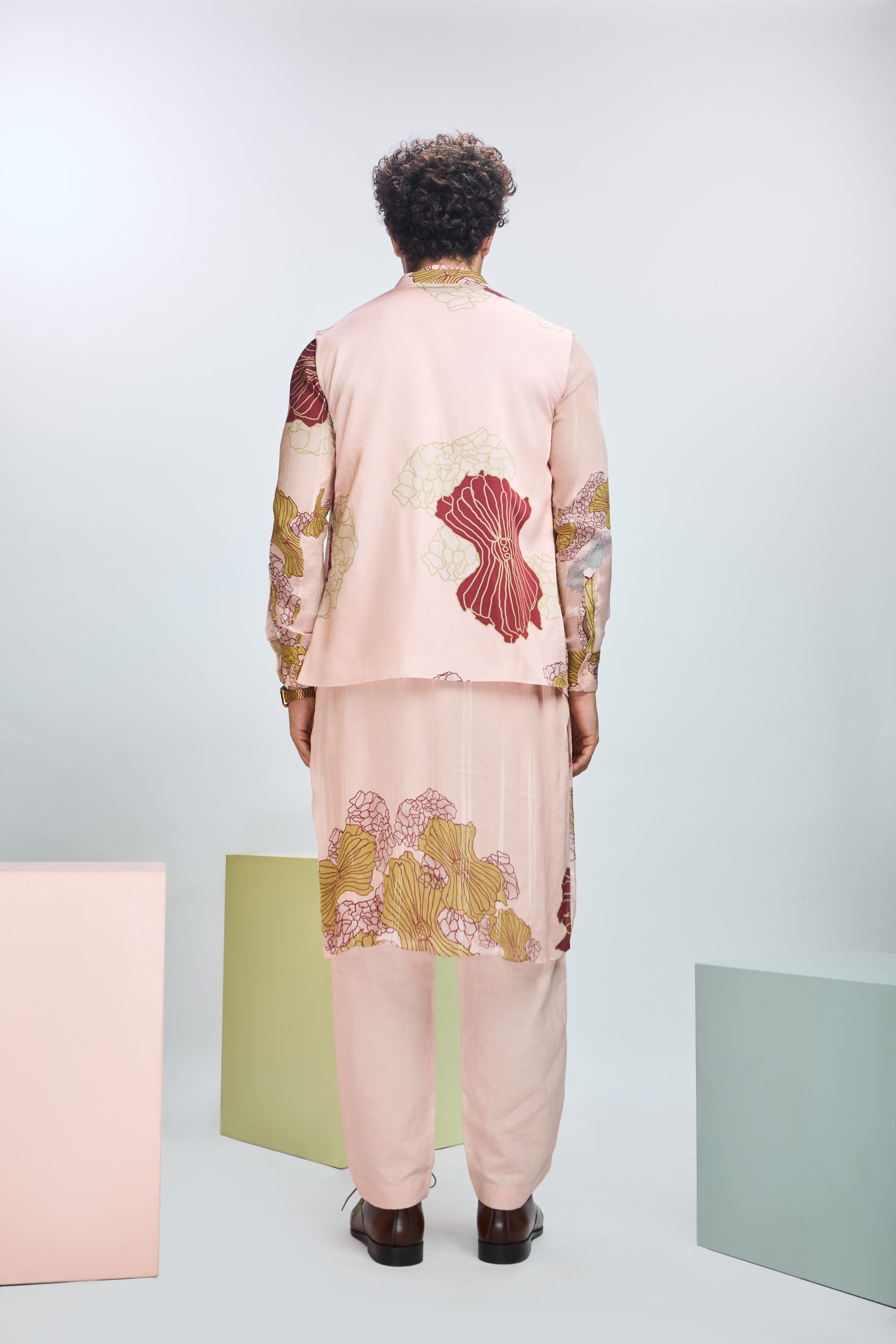 Printed Bundi with Kurta & Straight Pants