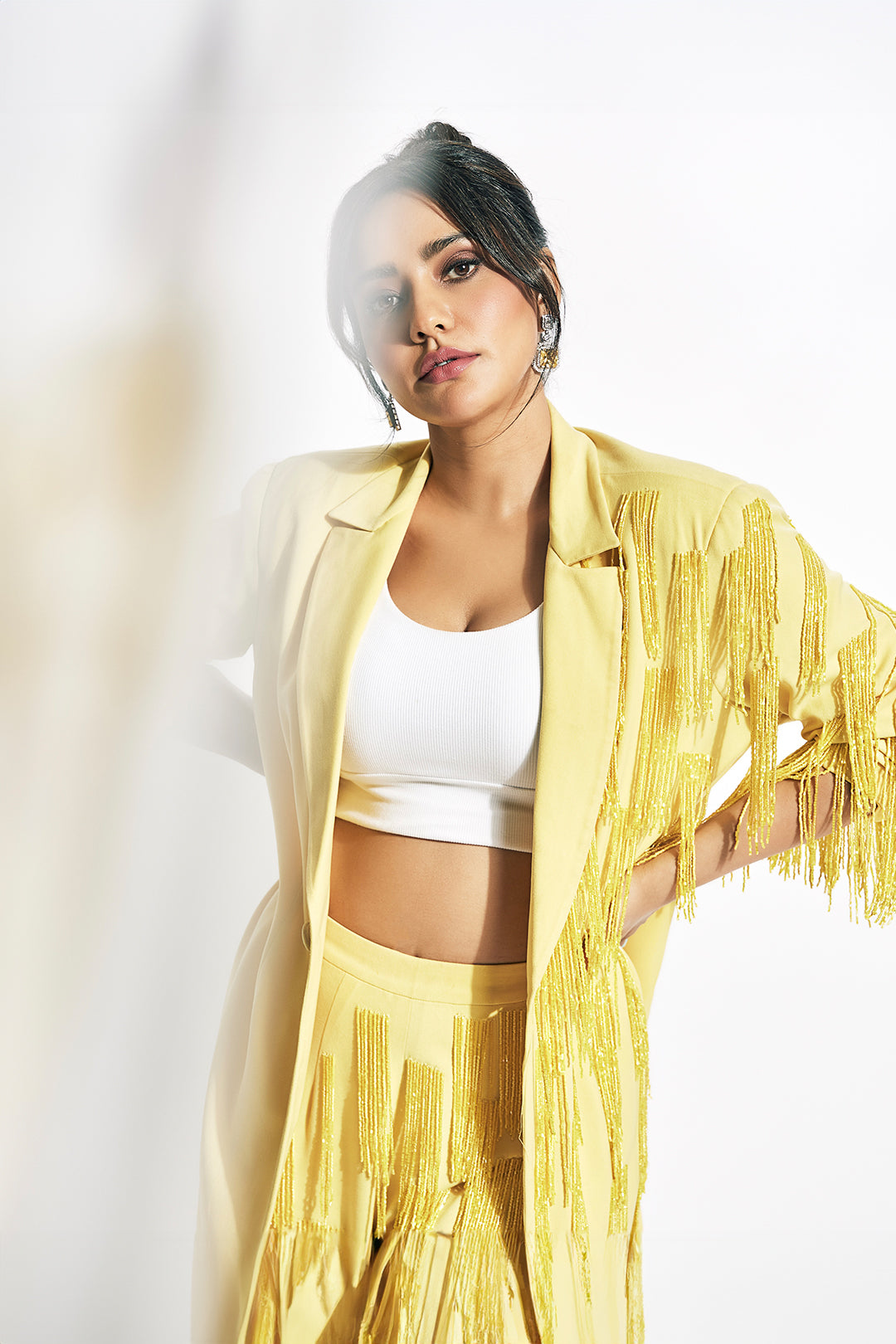 Neha Sharma in Lemon Yellow Blazer Set from Magical Wilderness Collection