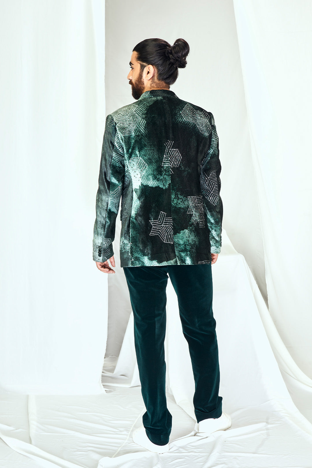 Embriodered Velvet Printed Blazer