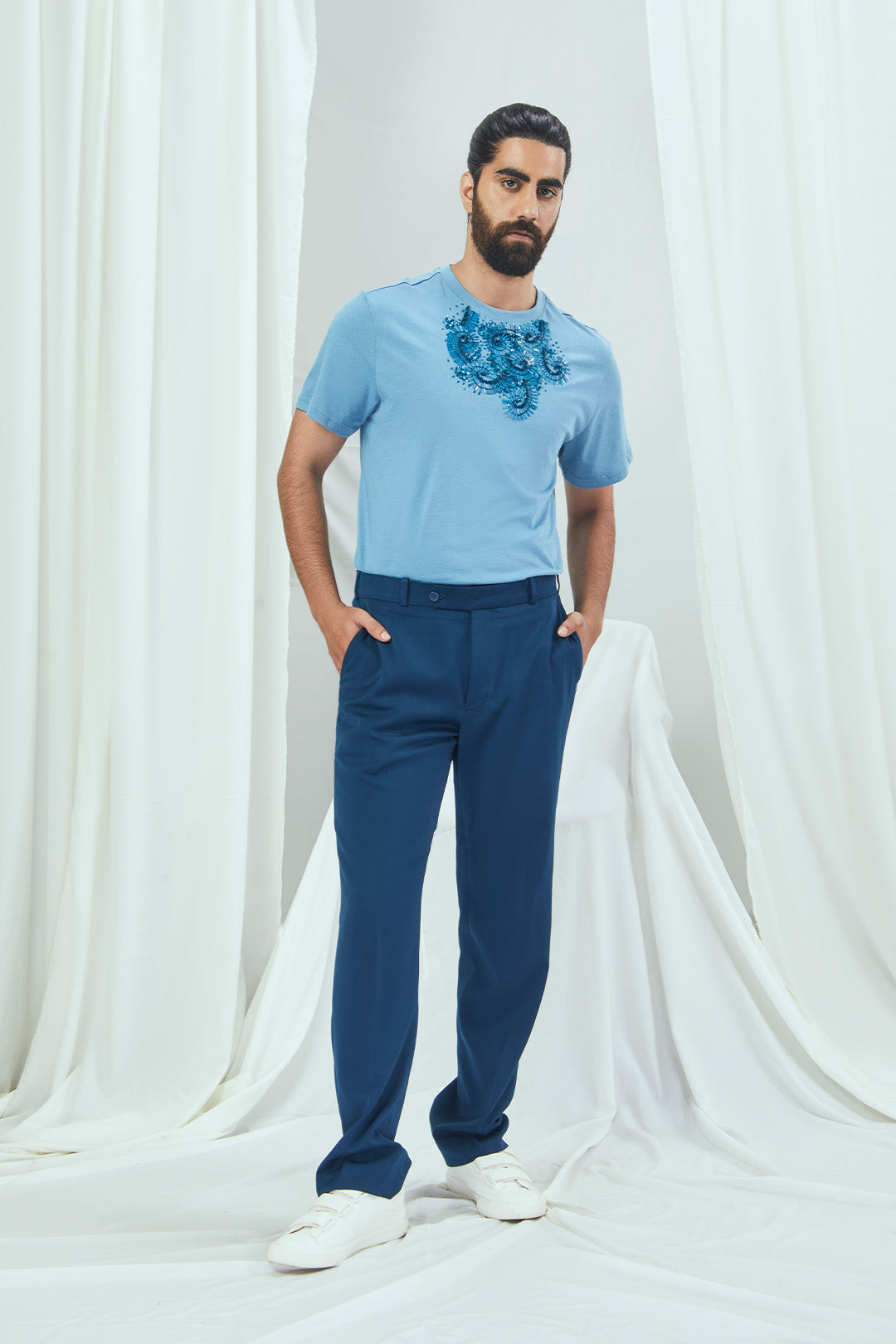 Jade Blue Embellished T-Shirt