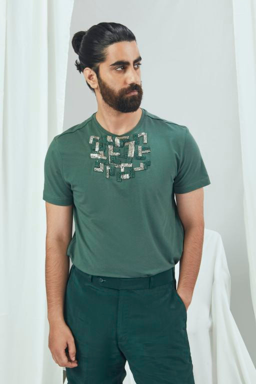 Emerald Embellished T-Shirt - Sale