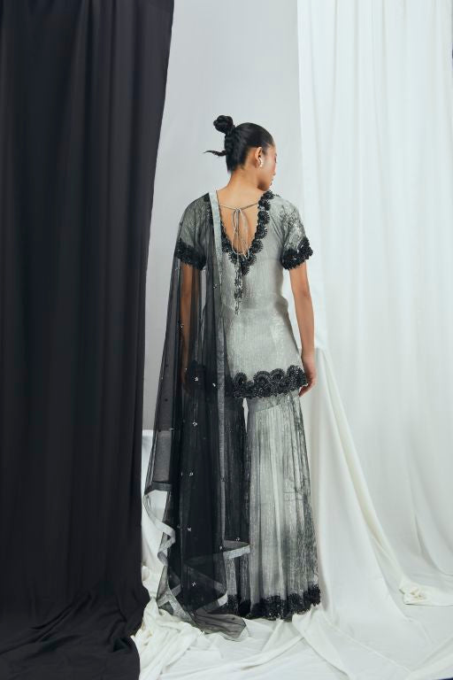 Forest Printed Embellished Sharara Set with Dupatta - Sale