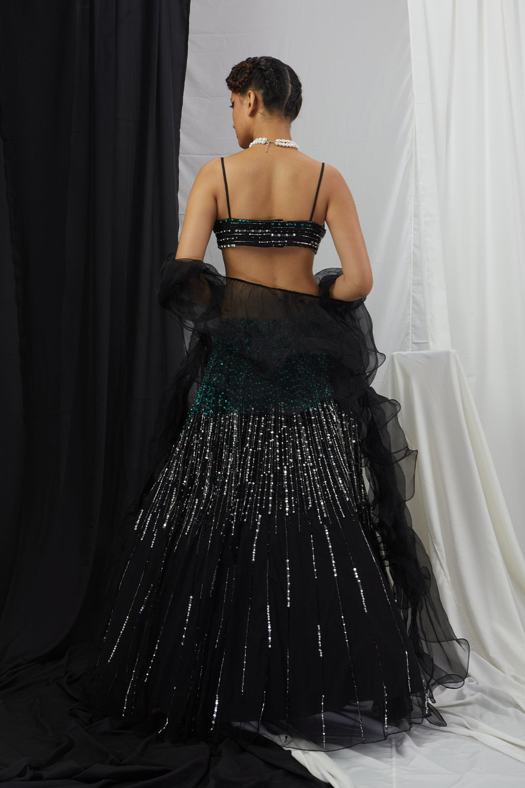 Embriodered Lehenga Blouse Set with Ruffle Dupatta