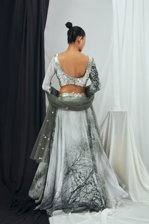 Embroidered Printed Lehenga Set with Dupatta - Sale