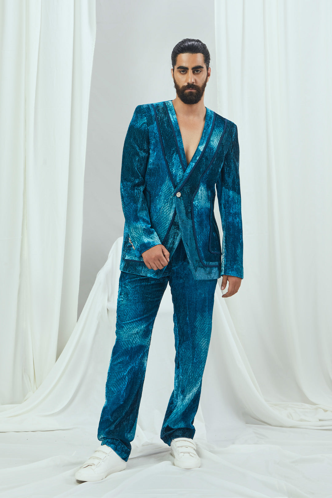 Velvet Printed Blazer