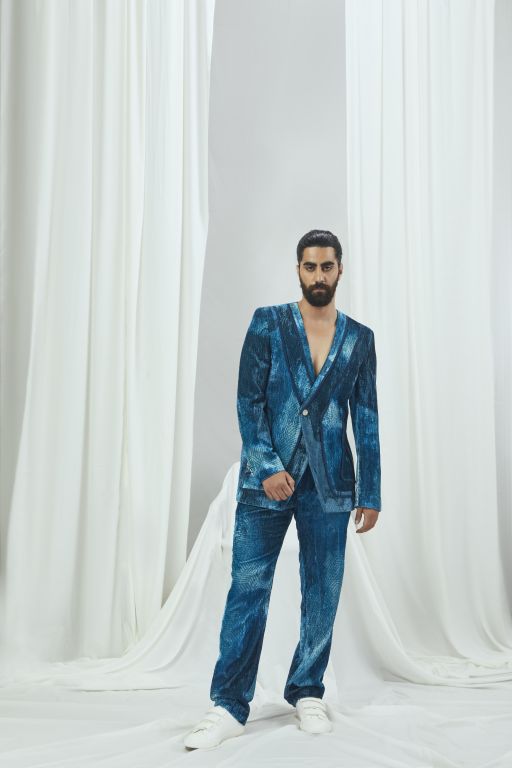 Velvet Printed Blazer - Sale