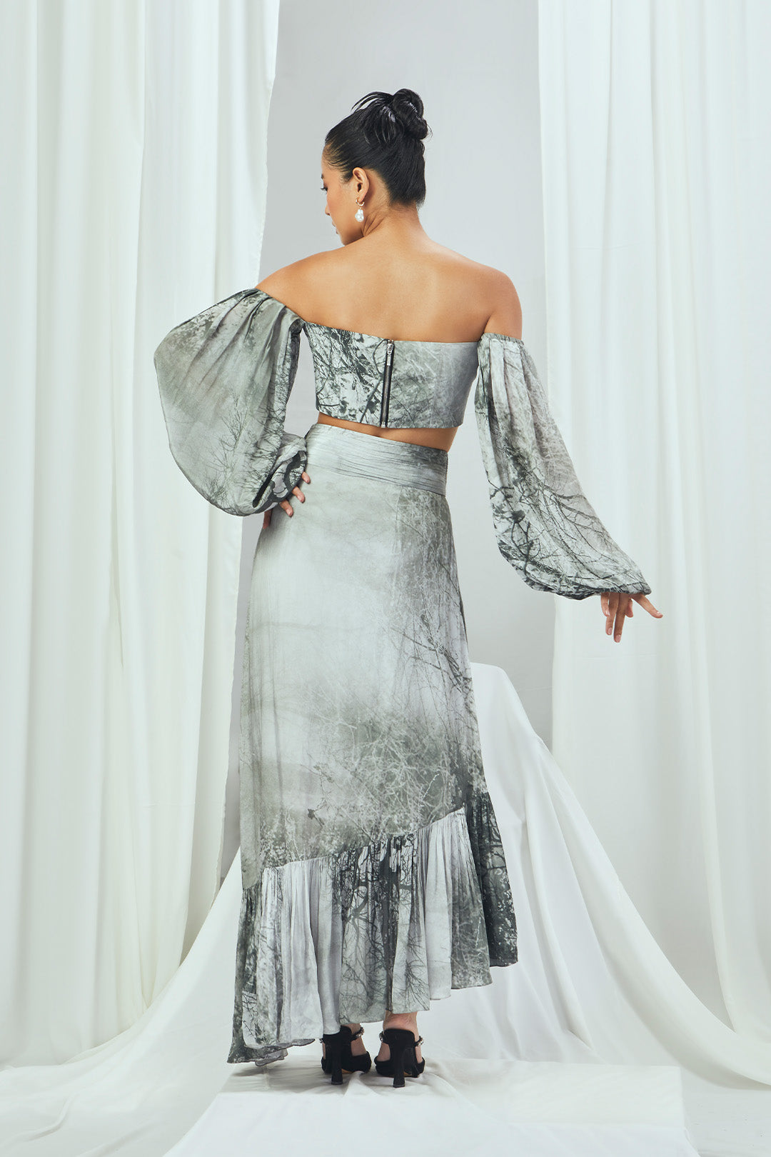 Printed Off-Shoulder Set