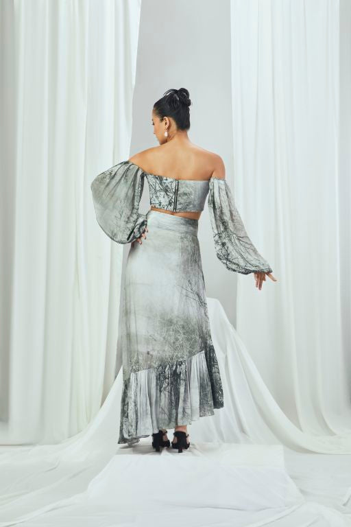 Forest Printed Asymmetrical Skirt - Sale