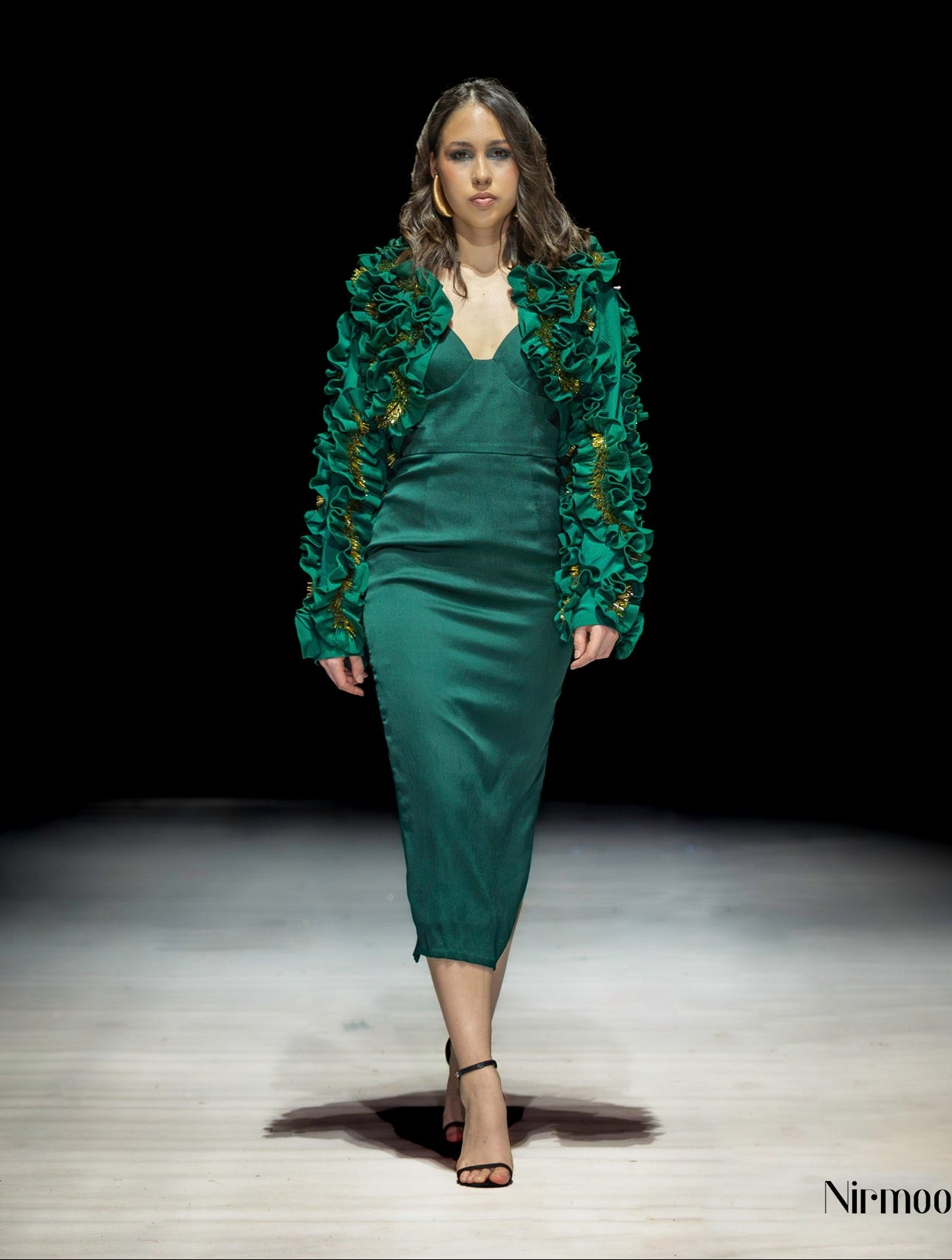 Enchanted Green Corset Dress with Cape