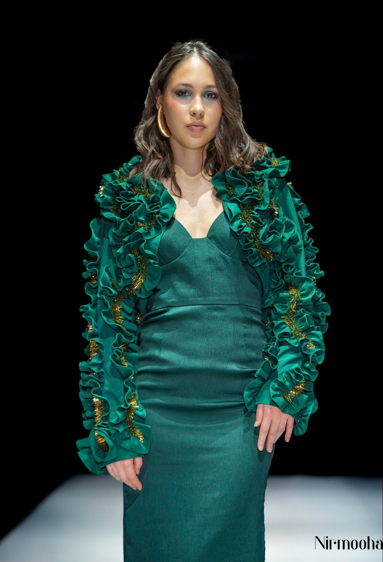 Enchanted Green Corset Dress with Cape