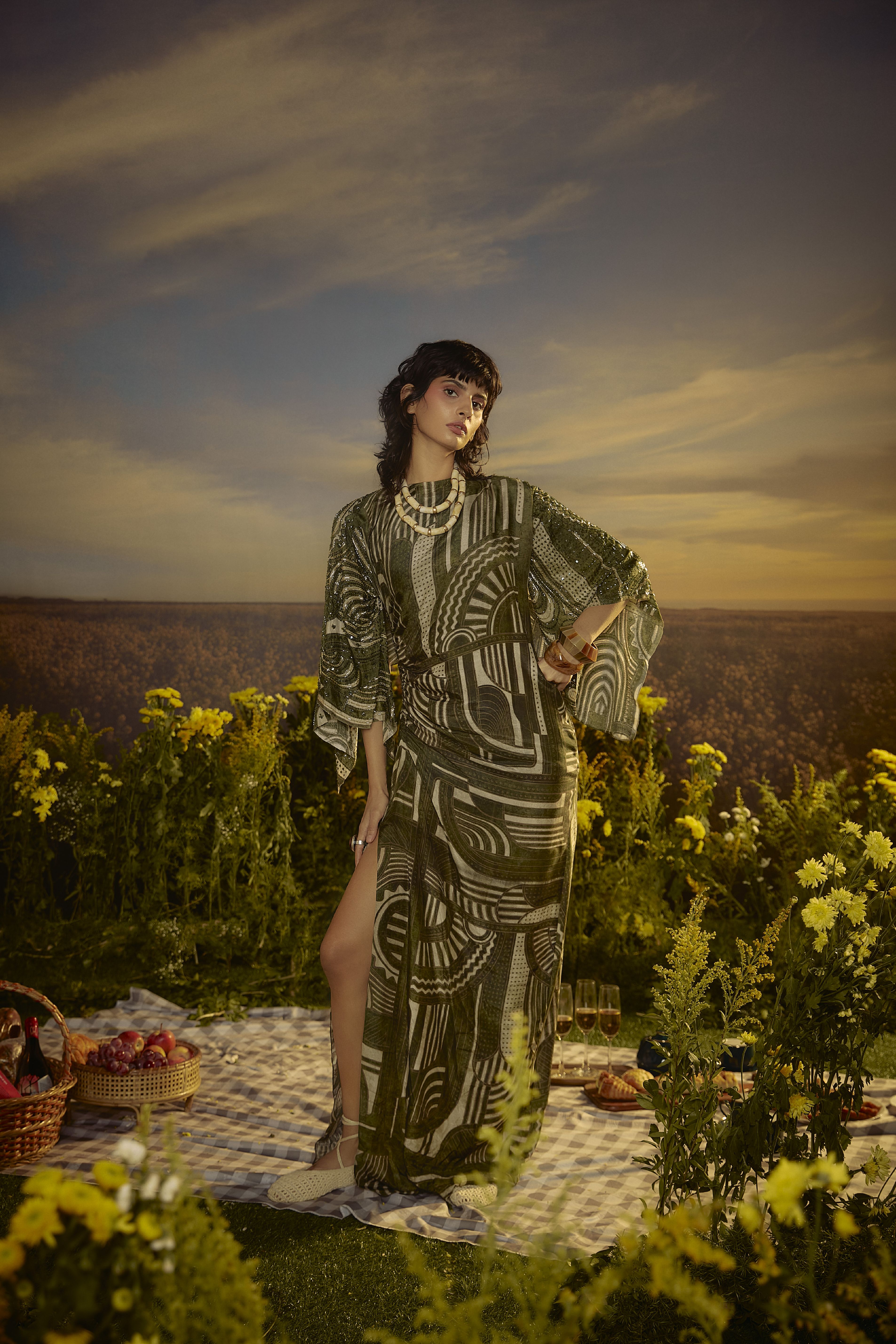 Embroidered Elegance Kaftan Dress