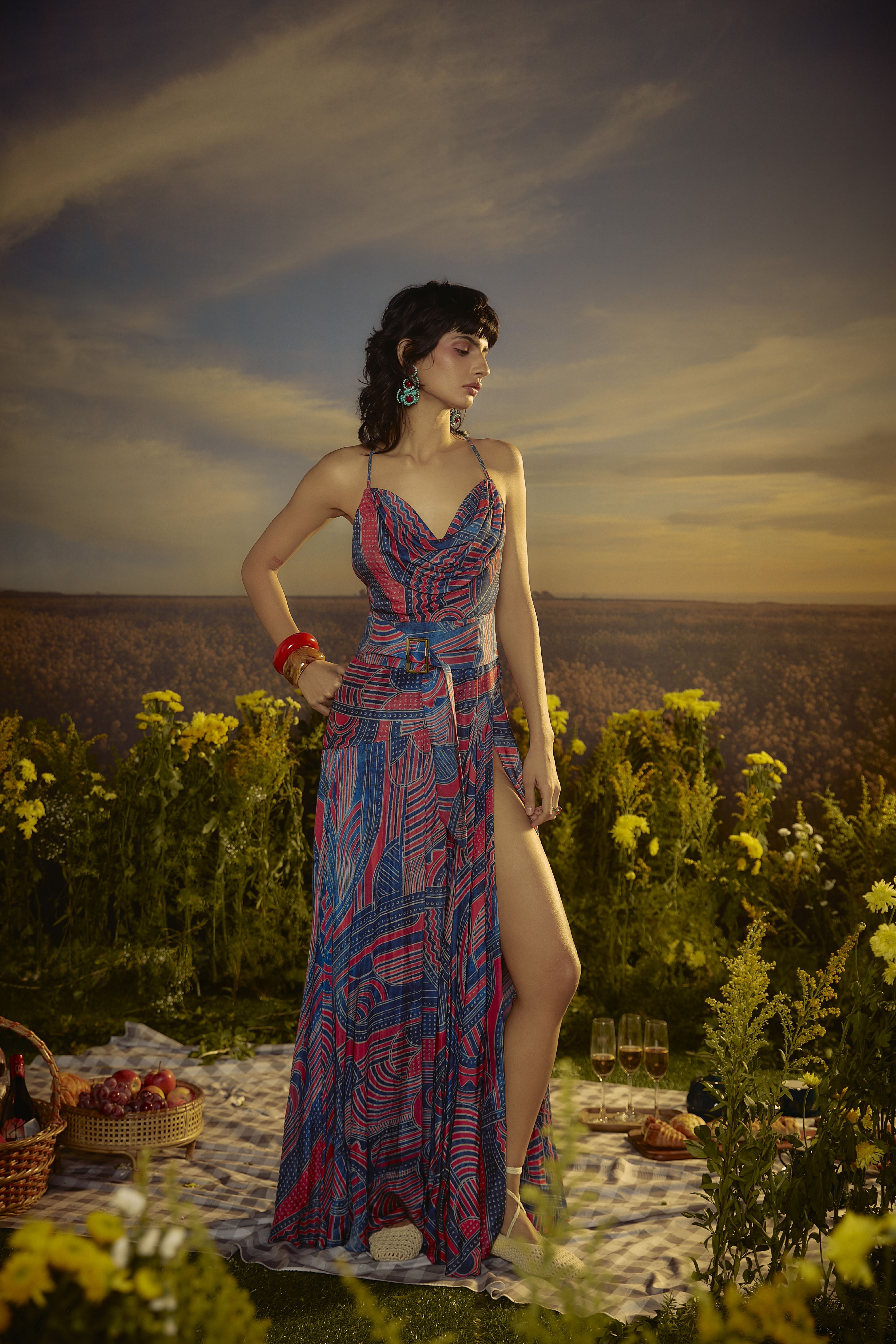 Printed Horizon Midi