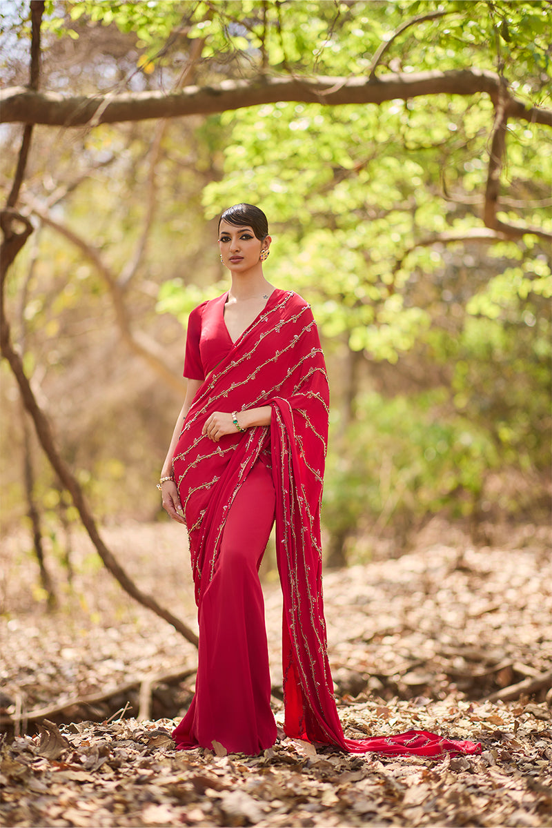 Fire Pre-Draped Saree