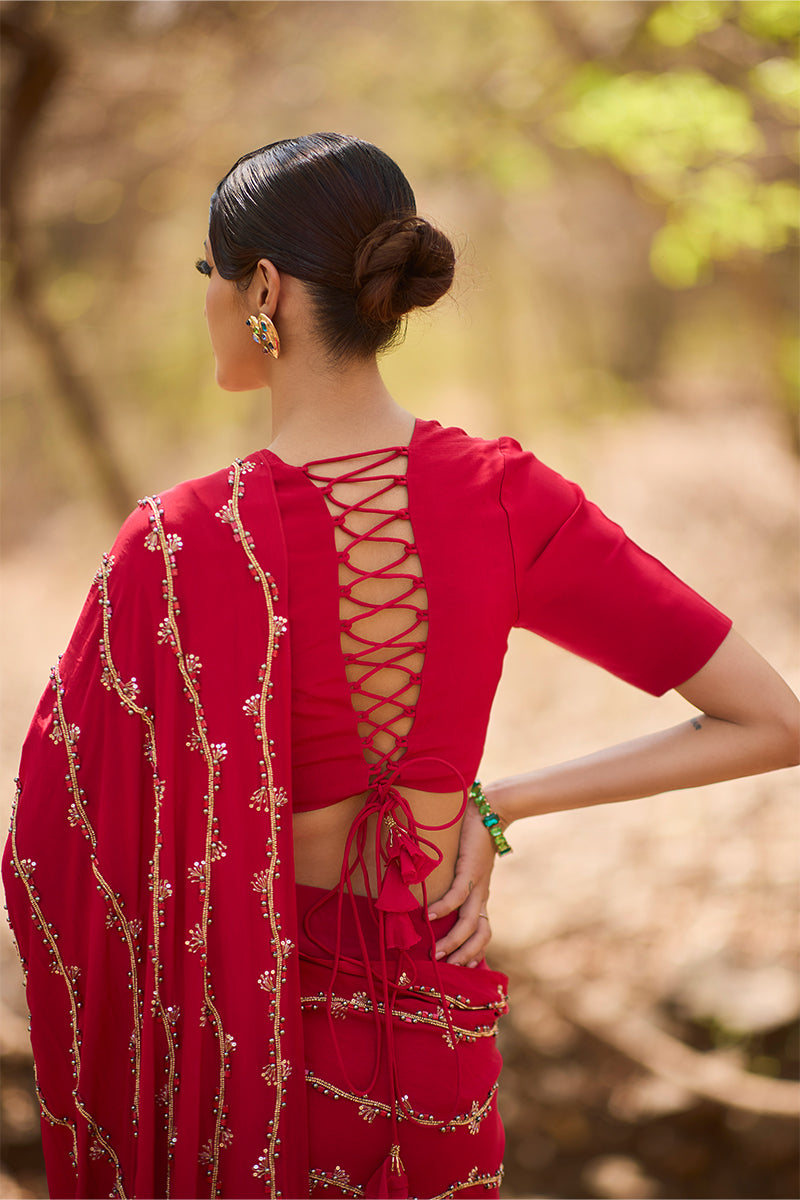 Fire Pre-Draped Saree