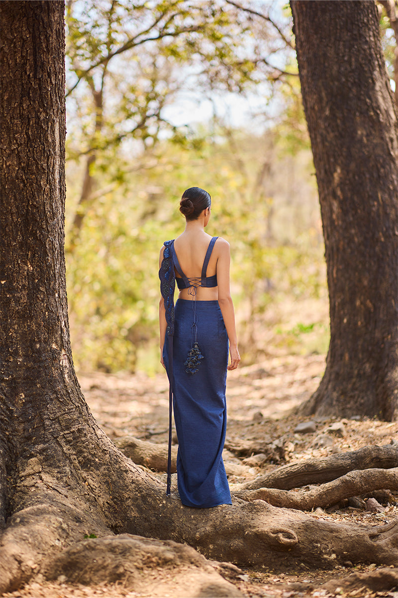 Denim Mirage Pre-Draped Saree