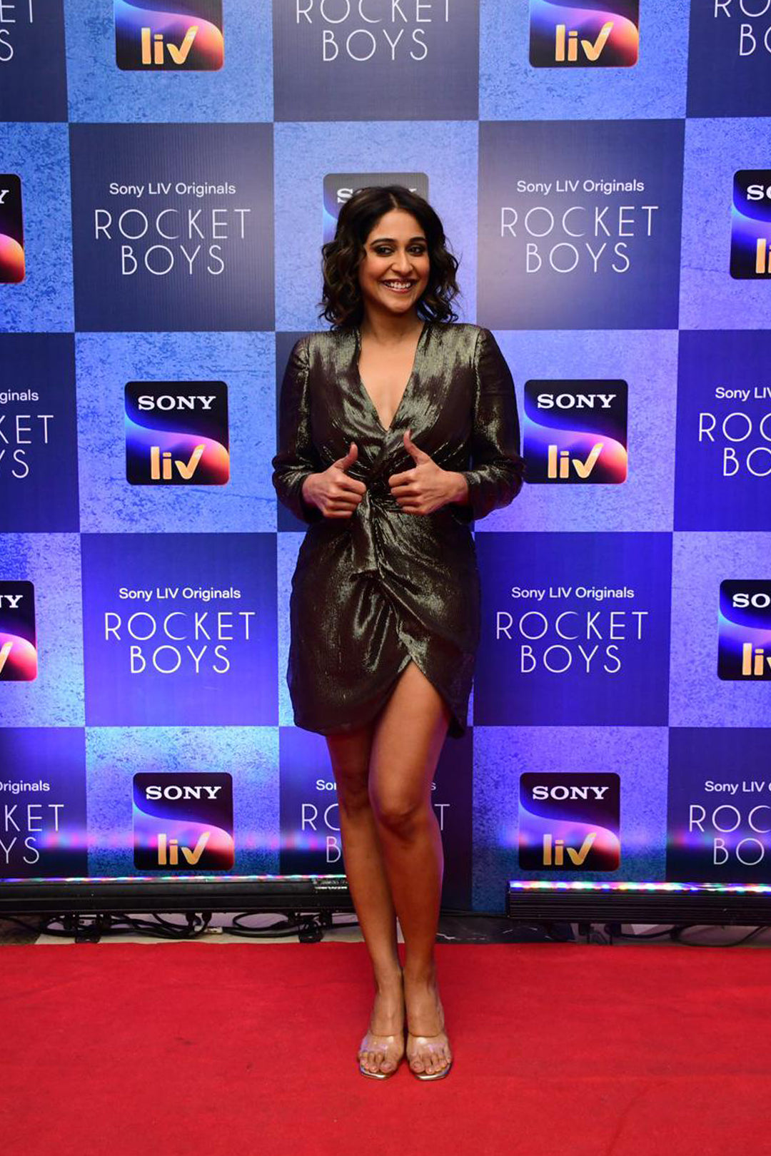 Regina Cassandra in our Brown Lurex Overlapping Draped Dress from Ancienne