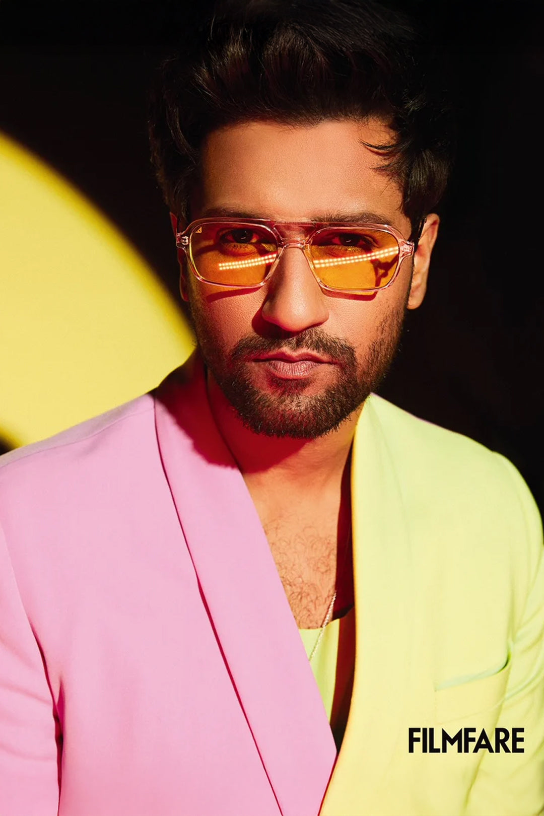 Vicky Kaushal in our Lilac and Lime Green Colour Block Blazer
