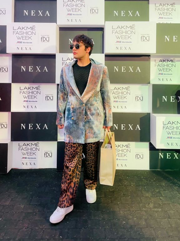 Janak Valecha in our Grey Velvet Blazer Dress from Ancienne Collection