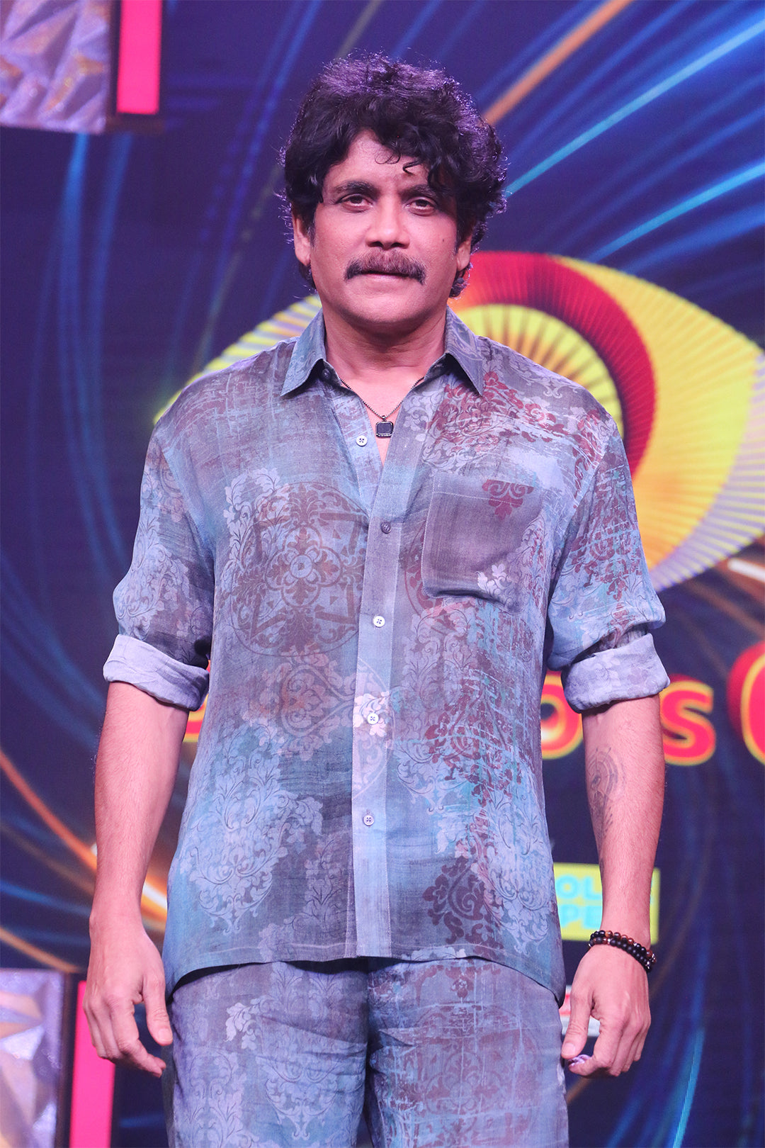 Akkineni Nagarjuna Rao in Our Printed Chiffon Shirt with Pants from Ancienne Collection