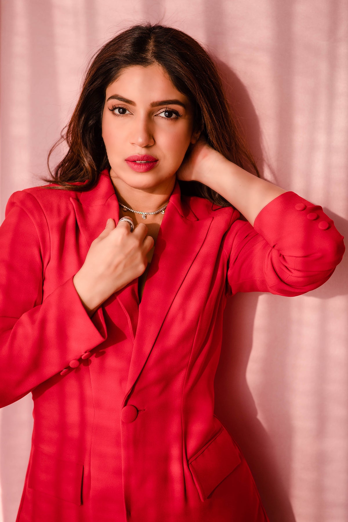Bhoomi Pednekar In Red Pant Suit
