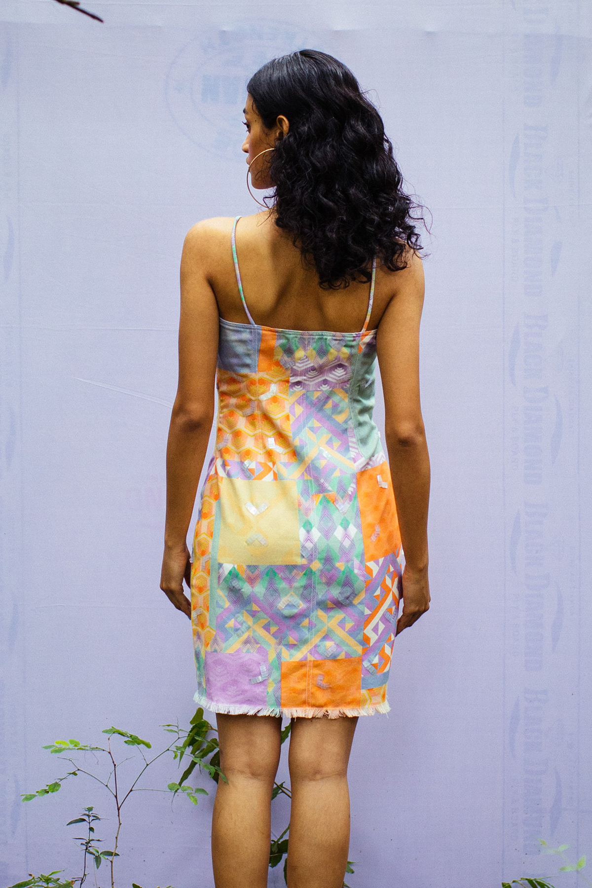 Multi-Geo Printed Denim Fit Dress with highlights