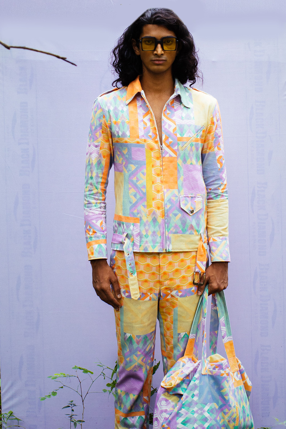 Multi-Geo Printed Denim Co-ord Set