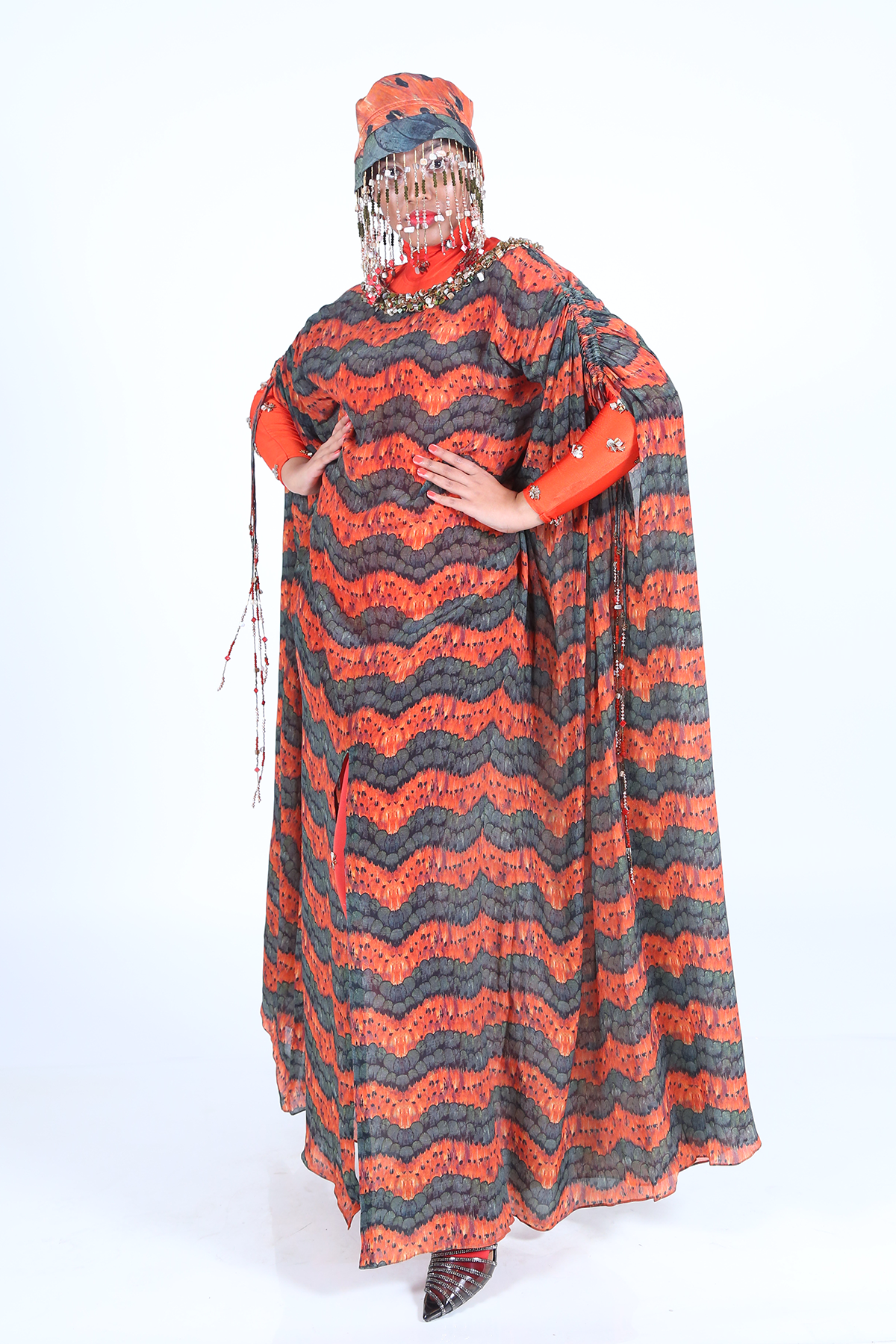 Printed Bucket Hat with Tassels